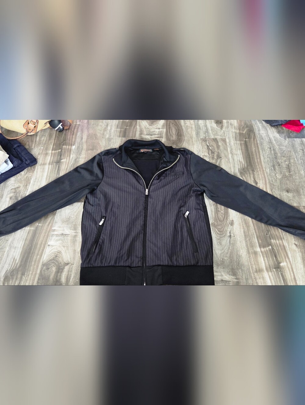 Ben Sherman Black Pinstripe Bomber Jacket